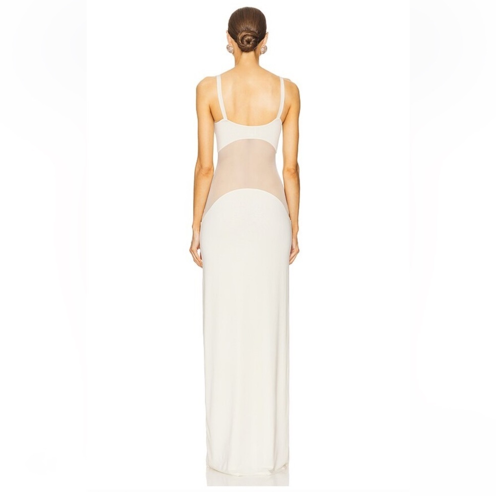 HELSA Sheer Knit Curve Maxi Dress Vanilla White Jersey gown Revolve $498 L - Picture 3 of 12